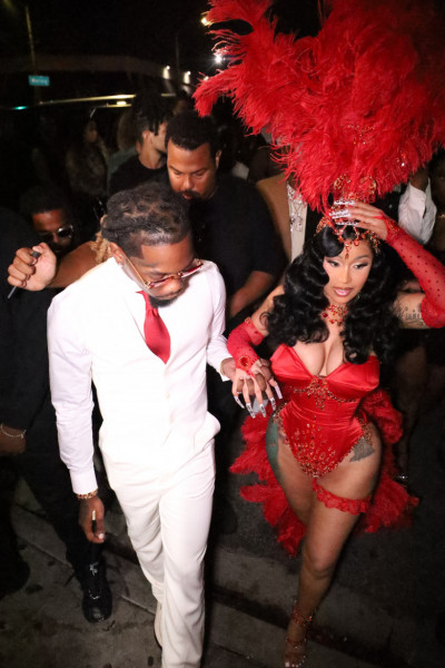 Cardi B And Offset Arrive At Her Birthday Party In LA