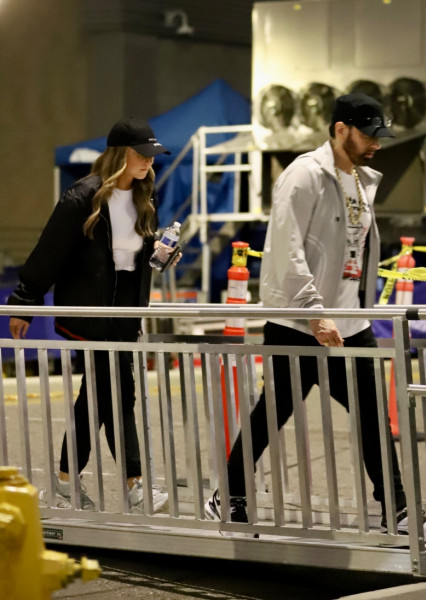 *EXCLUSIVE* An extremely rare sighting of Eminem with daughter Hailie Jade departing the 2022 Rock and Roll Hall of Fame rehearsals
