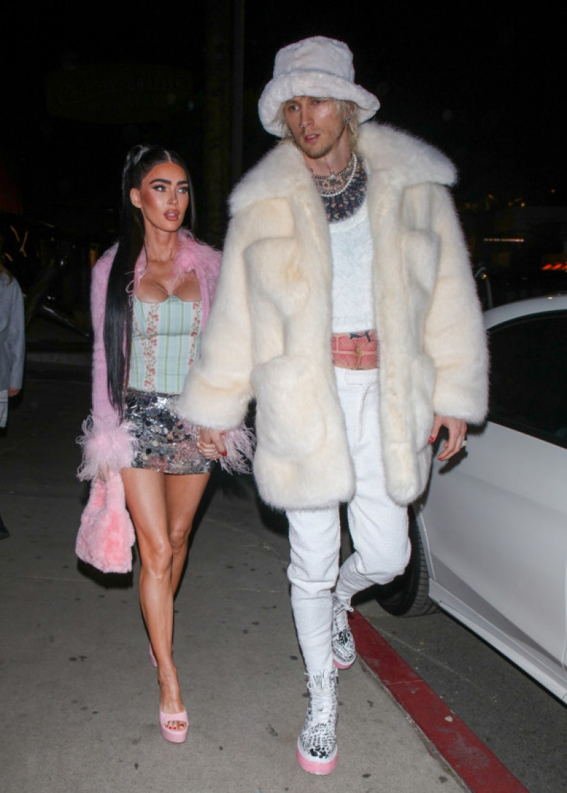Megan Fox and MGK arrive in matching outfits at Catch Steak