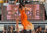 Cardi B Stuns In Flowing Orange Swim Cover Up As She Performs Her Hits 2 Hrs Late As Fans Waited In 112 Degree Heat During Fight Weekend In Las Vegas