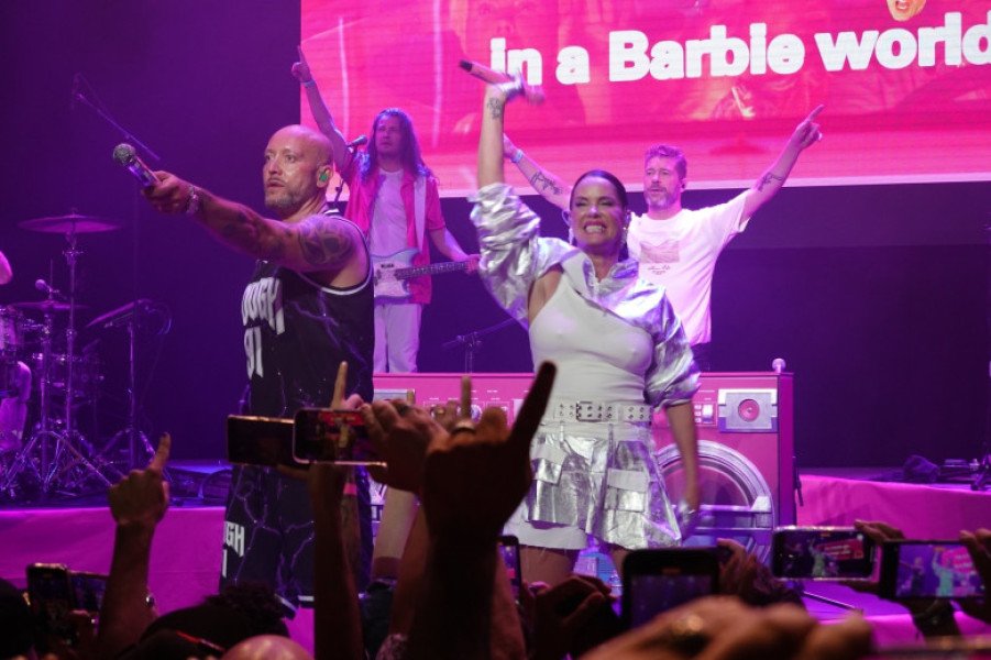 *EXCLUSIVE* Still got it! Aqua perform ‘Barbie Girl’ in Los Angeles 26 years after it was released amid news the famous song was cut from movie soundtrack!