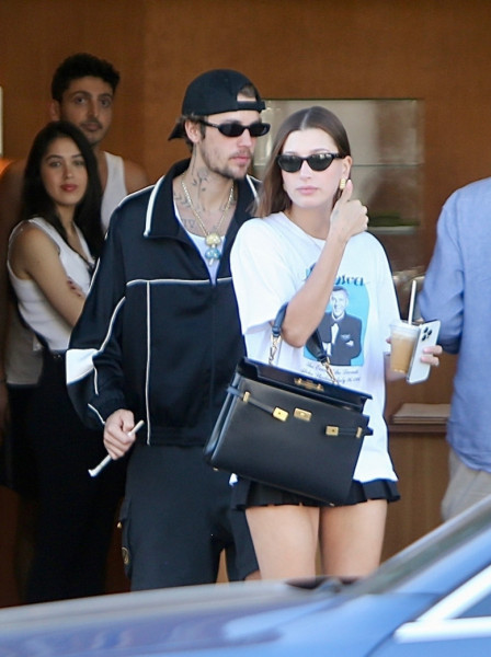 *EXCLUSIVE* Justin and Hailey Bieber look happy together as they grab coffee at Maru Expresso Bar