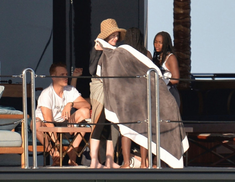 *PREMIUM-EXCLUSIVE* MUST CALL FOR PRICING BEFORE USAGE  - The 'Queen of Pop' Madonna continues to lap up the summer sunshine on her Italian holiday in Ponza as the legendary American singer is seen out to sea on her luxury yacht with boyfriend Akeem Morri