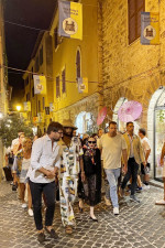 *PREMIUM-EXCLUSIVE* MUST CALL FOR PRICING BEFORE USAGE - The Legendary 'Queen of Pop' Madonna enjoys a cultural tour of Italy's masterpiece of pre Roman and Medieval architecture Terracina Alta with her boyfriend Akeem Morris and twin daughters during her