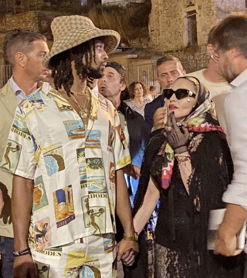 *PREMIUM-EXCLUSIVE* MUST CALL FOR PRICING BEFORE USAGE - The Legendary 'Queen of Pop' Madonna enjoys a cultural tour of Italy's masterpiece of pre Roman and Medieval architecture Terracina Alta with her boyfriend Akeem Morris and twin daughters during her