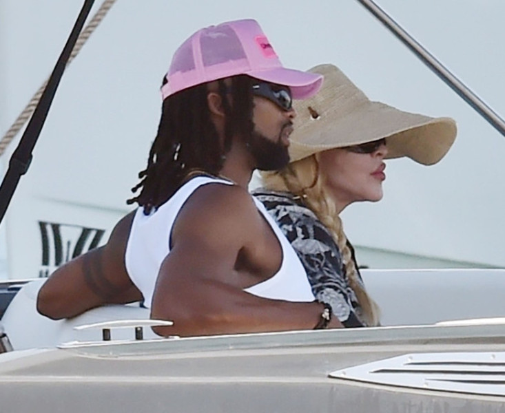 *PREMIUM-EXCLUSIVE* *MUST CALL FOR PRICING BEFORE USAGE*  The 'Queen of Pop' Madonna and boyfriend Akeem Morris en route to the airport as they leave from Dolce and Gabbana's villa during  their European Italian holiday in Portofino.