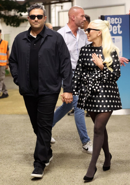 Lady Gaga and Michael Polansky are seen leaving Venice's Marco Polo airport after attending the 81st Venice International Film Festival at the Venice Lido