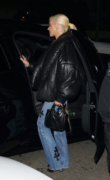*EXCLUSIVE* Christina Aguilera rocks jeans and a black YSL leather jacket as she enjoys an evening at Catch Steak in Los Angeles