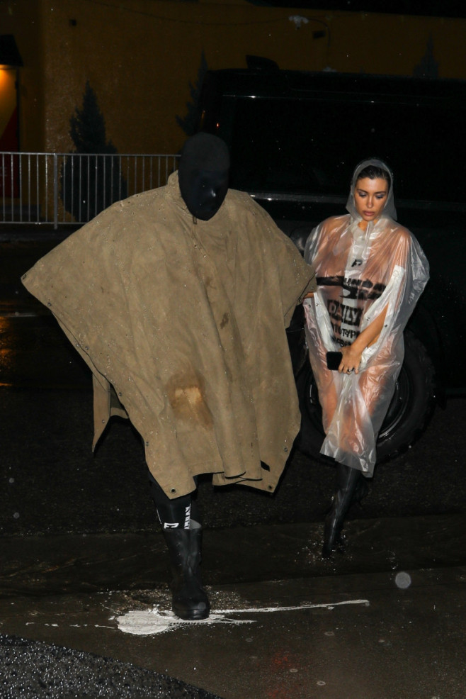 *EXCLUSIVE* Kanye West &amp; Wife Bianca Defy State of Emergency as the Rainswept Couple Dons Bundle up for Studio Session!