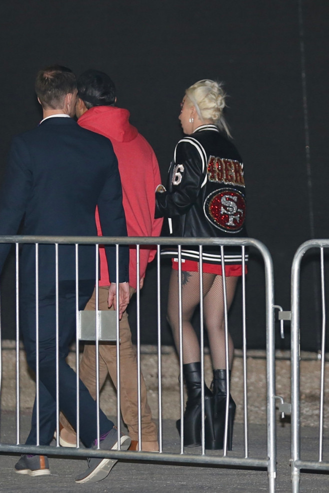Lady Gaga and Michael Polansky were seen exiting Super Bowl LVIII in Las Vegas