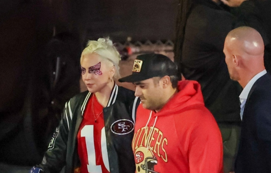 *EXCLUSIVE* Lady Gaga is seen leaving Super Bowl LVIII in Las Vegas