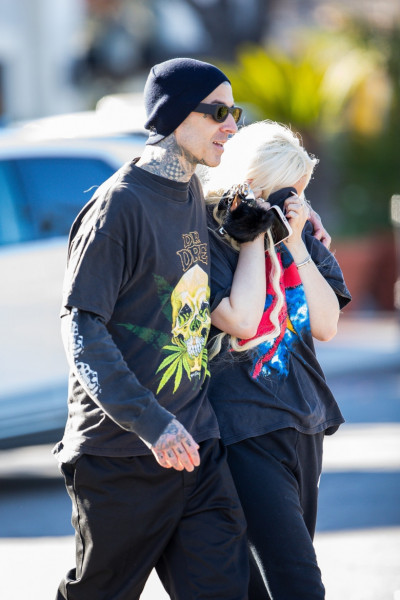 *EXCLUSIVE* Travis Barker is all smiles as he runs some errands with his daughter Alabama