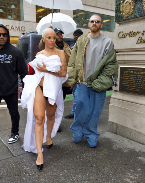 Bed Chic! Doja Cat Wears Just A Thong And Bed Sheet For Shopping Spree With New Boyfriend Guram Gvasalia In New York - 5 May 2024