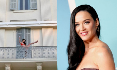 Katy Perry, în costum de baie și pantofi cu toc, pe balcon, la Cannes. A continuat show-ul început la petrecerea unor miliardari