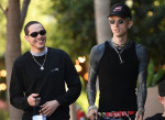 PREMIUM EXCLUSIVE: Machine Gun Kelly smokes a roll up cigarette as he and close pal Pete Davidson enjoy a bros day out in Los Angeles