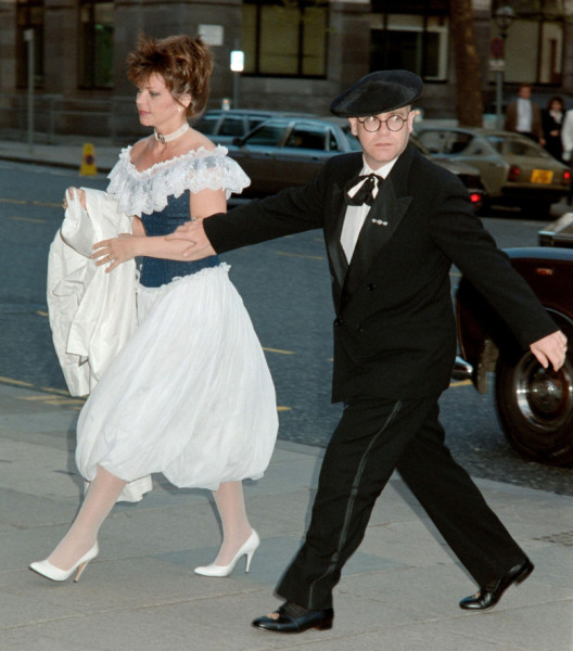 LONDON, UK. May 2, 1988: Elton John &amp; wife Renate Blauel attend a gala charity performance of 'Back With A Vengeance' at the Strand Theatre, London.File photo © Paul Smith/Featureflash