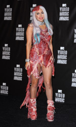 Lady Gaga, îmbrăcată în rochia din carne/ Profimedia