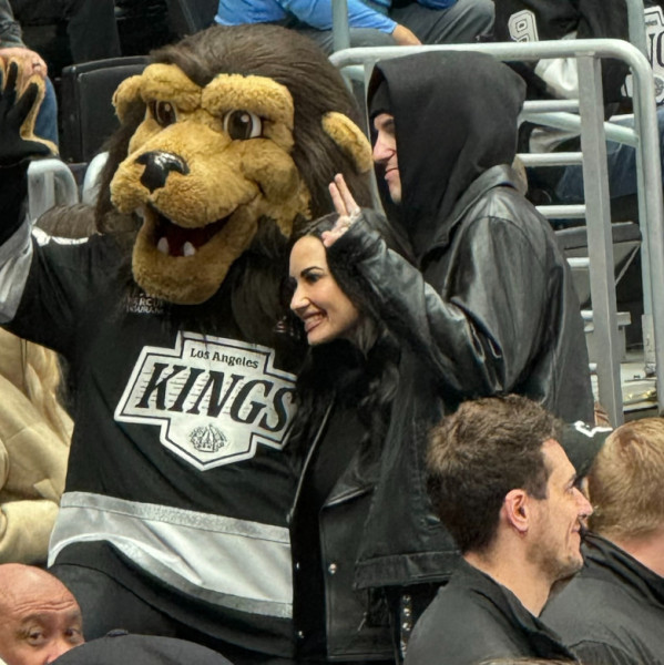 *EXCLUSIVE* Demi Lovato Attends LA Kings Game with Fiance Jordan Lutes