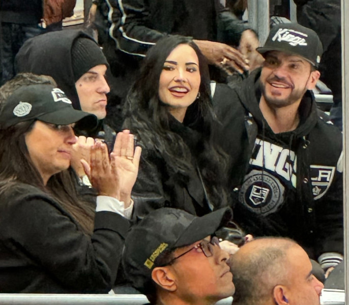 *EXCLUSIVE* Demi Lovato Attends LA Kings Game with Fiance Jordan Lutes