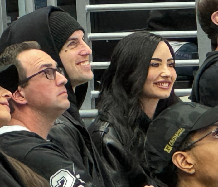 *EXCLUSIVE* Demi Lovato Attends LA Kings Game with Fiance Jordan Lutes