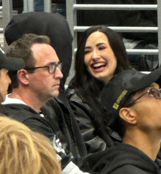*EXCLUSIVE* Demi Lovato Attends LA Kings Game with Fiance Jordan Lutes