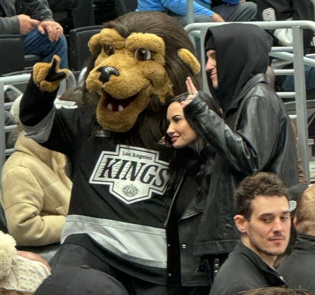 *EXCLUSIVE* Demi Lovato Attends LA Kings Game with Fiance Jordan Lutes