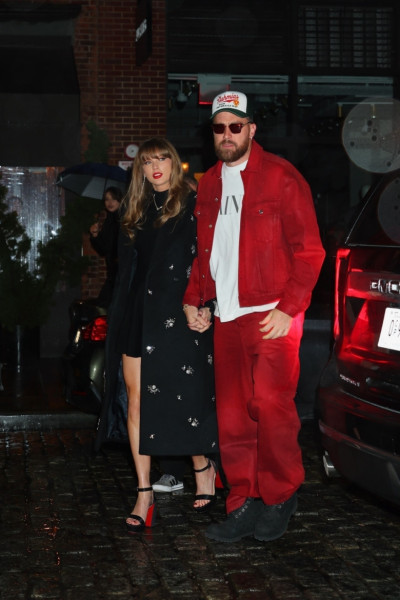 Taylor Swift and Travis Kelce step out in NYC wearing chic black, white, and red dinner looks