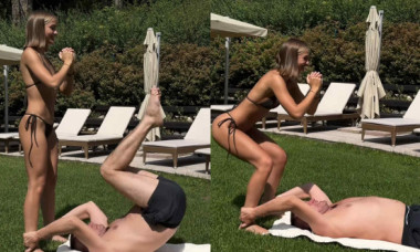 Iuliana Beregoi, sesiune de sport atipică. Și-a luat tatăl și s-a antrenat în costum de baie în gradina unui hotel: „E prea exagerată”