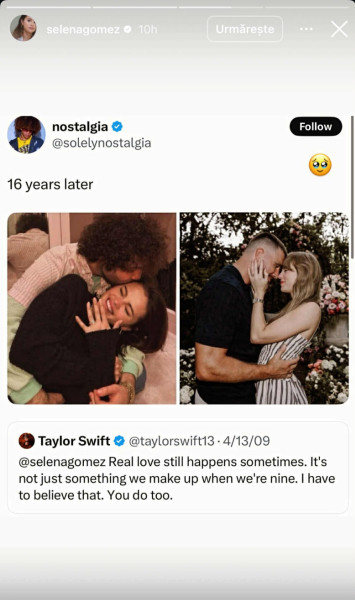 Selena Gomez, reacție la logodna lui Taylor Swift/ Foto: Instagram