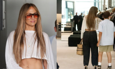 Face furori la orice apariție. Jennifer Lopez, pe tocuri înalte, cu abdomenul la vedere. A mers la cumpărături cu fiul lui Ben Affleck