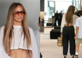 Face furori la orice apariție. Jennifer Lopez, pe tocuri înalte, cu abdomenul la vedere. A mers la cumpărături cu fiul lui Ben Affleck