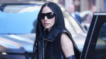 Lady Gaga arrives at the Stephen Colbert Show in rockstar mode