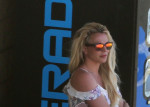 EXCLUSIVE: Britney Spears keeps a low profile and hangs out by the vending machines while her kids are skateboarding at a Los Angeles park