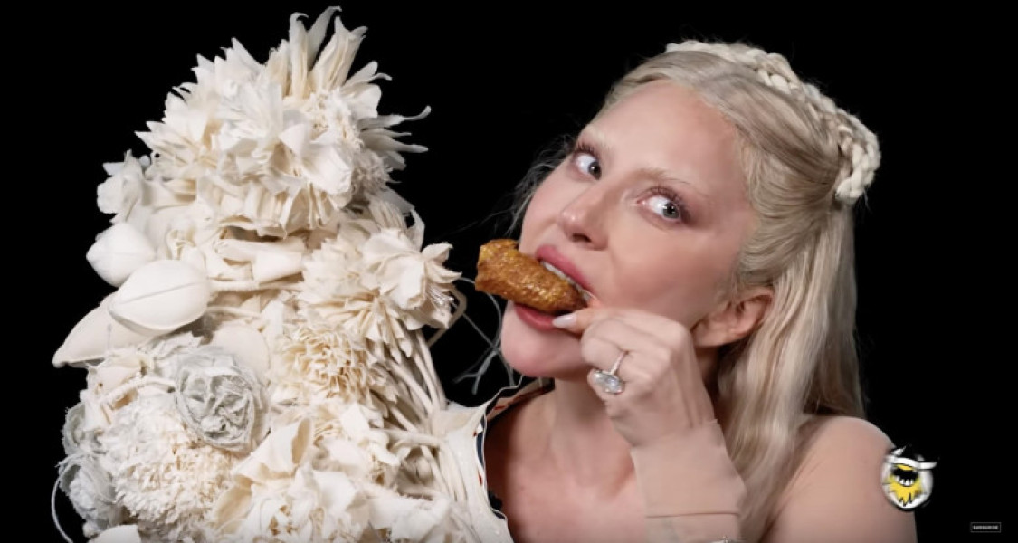 Lady Gaga tries to keep a Poker Face as she takes on spicy chicken wings as she appears on Hot Ones