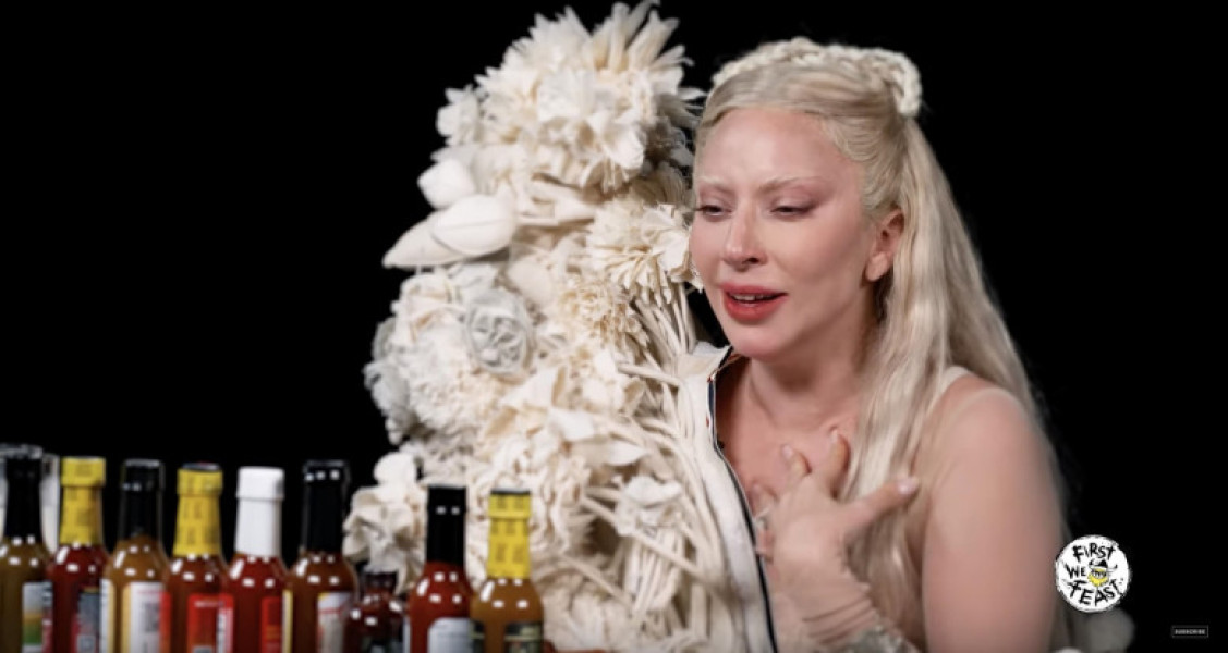 Lady Gaga tries to keep a Poker Face as she takes on spicy chicken wings as she appears on Hot Ones