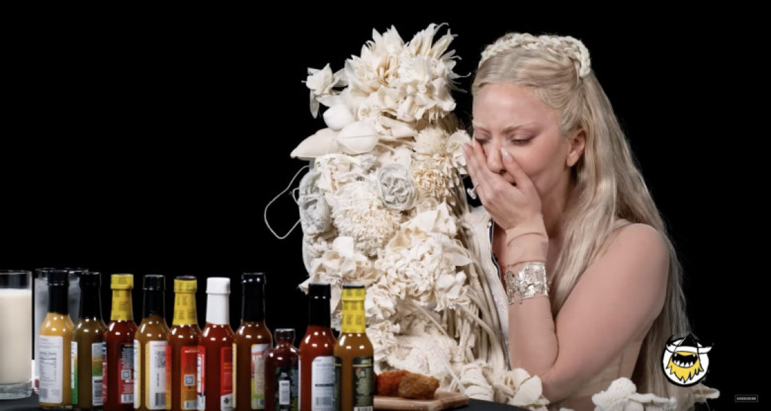 Lady Gaga tries to keep a Poker Face as she takes on spicy chicken wings as she appears on Hot Ones