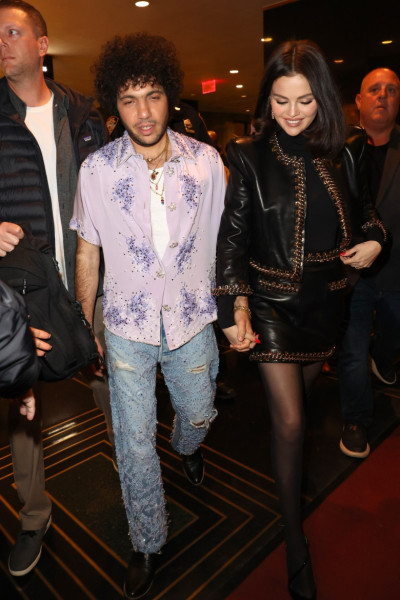 Selena Gomez and Benny Blanco leave after an appearance on The Tonight Show in NYC