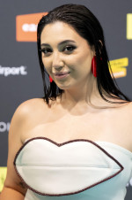 BASEL - Yuval Raphael representing Israel, on the turquoise carpet during the opening ceremony of the Eurovision Song Contest in Switzerland. ANP SANDER KONING netherlands out - belgium out
