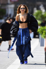 Singer Rita Ora shows off her abs while stepping out in New York