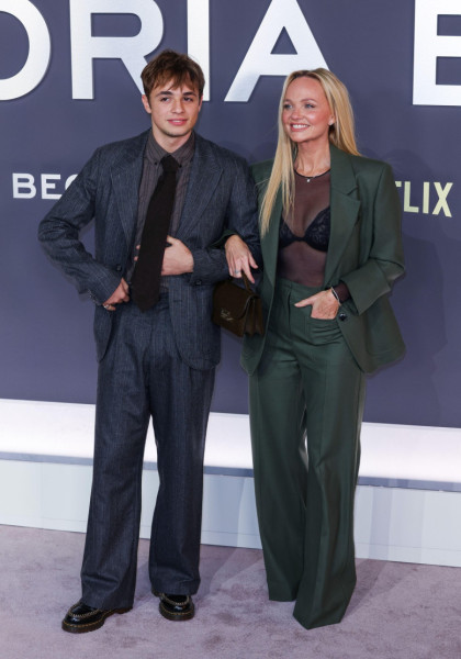 Beau Lee Jones and Emma Bunton attend the world premiere of "Victoria Beckham" at the Curzon Mayfair in London.