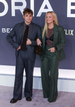 Beau Lee Jones and Emma Bunton attend the world premiere of "Victoria Beckham" at the Curzon Mayfair in London.