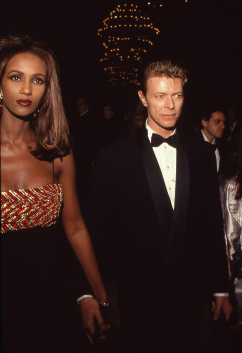 David Bowie and Iman attend Sixth Annual American Cinematheque Awards on March 22, 1991 at the Century Plaza Hotel in Century City, California. Credit: Ralph Dominguez/MediaPunch