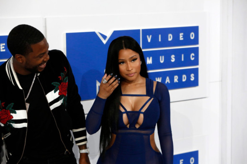 Nicki Minaj (r) and Meek Mill attend the MTV Video Music Awards, VMAs, at Madison Square Garden in New York City, USA, on 28 August 2016