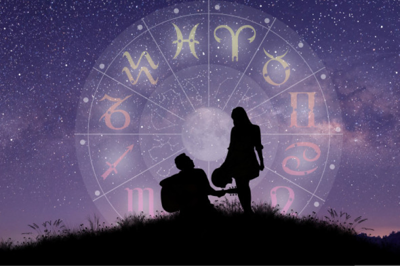 Astrological,Zodiac,Signs,Inside,Of,Horoscope,Circle.,Couple,Singing,And