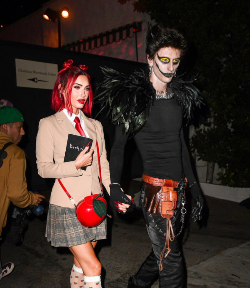 Megan Fox &amp; Machine Gun Kelly transform into Anime characters while attending Kylie &amp; Kendall Jenner's star studded Halloween party on Saturday night in Hollywood, CA