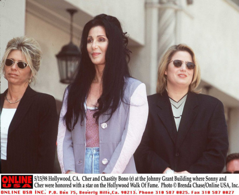 5/15/98 Hollywood, CA. Cher and Chastity Bono (r) at the Johnny Grant Building where Sonny and Cher