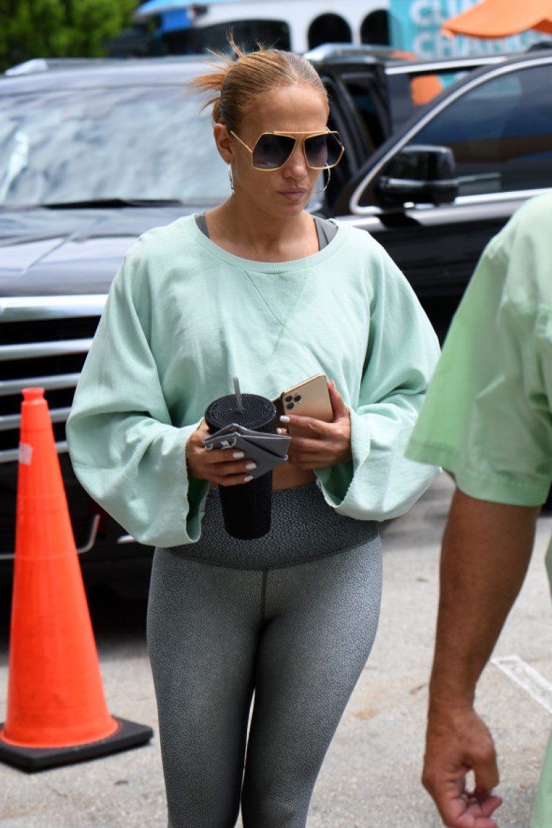 Jennifer Lopez looks radiant as she arrives to her gym for a personal training session in Miami