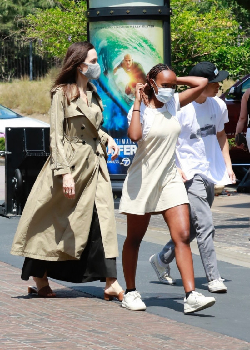 *EXCLUSIVE* Angelina Jolie goes shopping with Zahara and Pax at The Grove in LA