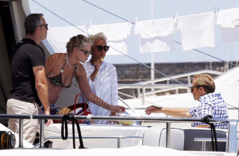 EXCLUSIVE: Sharon Stone enjoys a boat trip with friends in Sicily