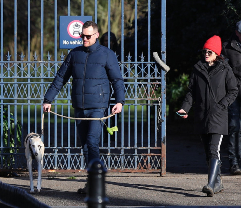 EXCLUSIVE: Lady Mary In Wellies! Michelle Dockery Swaps Downton Abbey Finery For A Pair Of Muddy Boots As She Walks Her Dog With Boyfriend Jasper Waller-Bridge